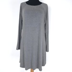 Soft Surroundings Long Sleeve Navy Stripe Dress S